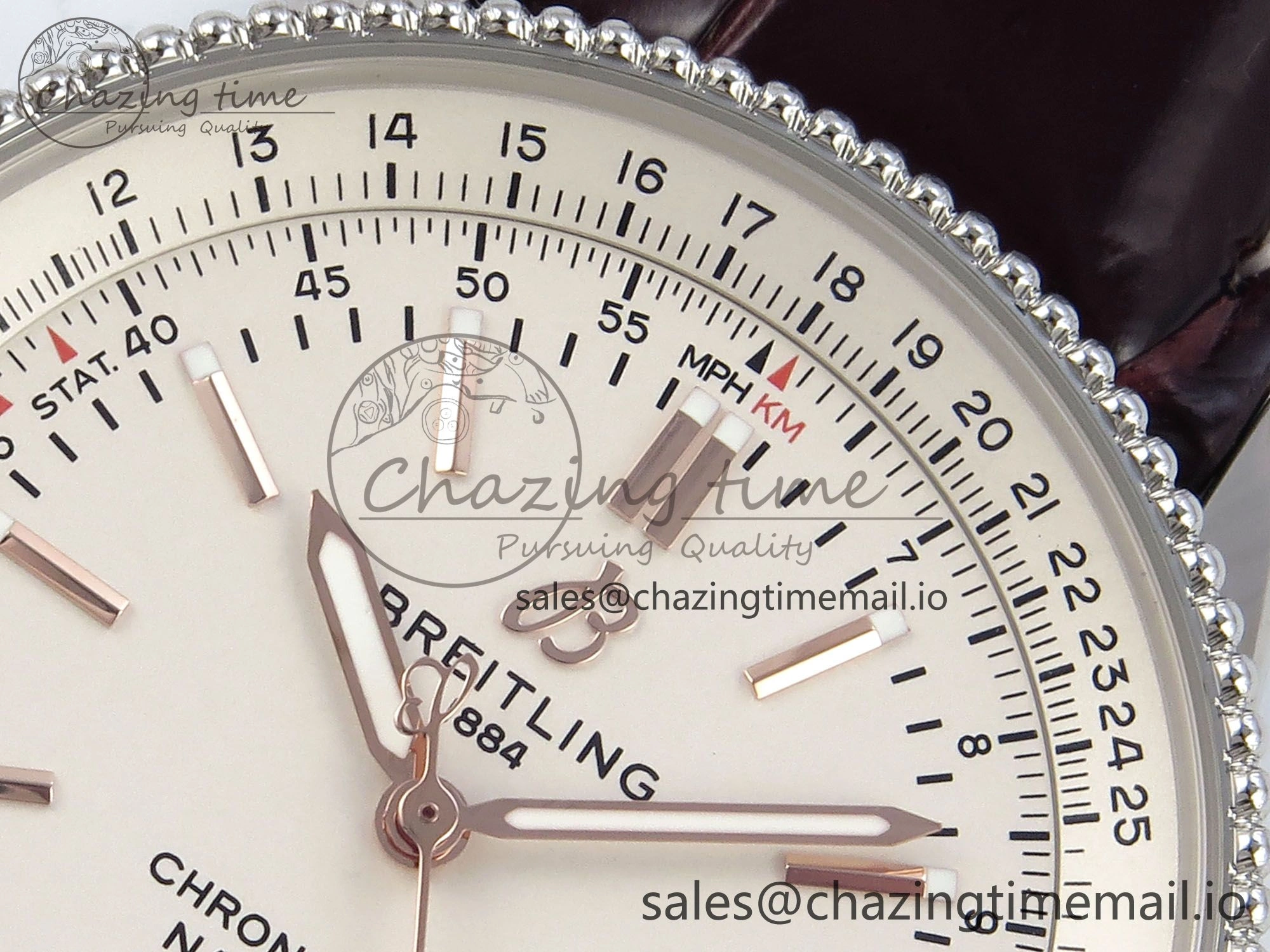Navitimer 1 SS 41mm TF 1:1 Best Edition White Bezel White Dial on Brown Leather Strap A2824