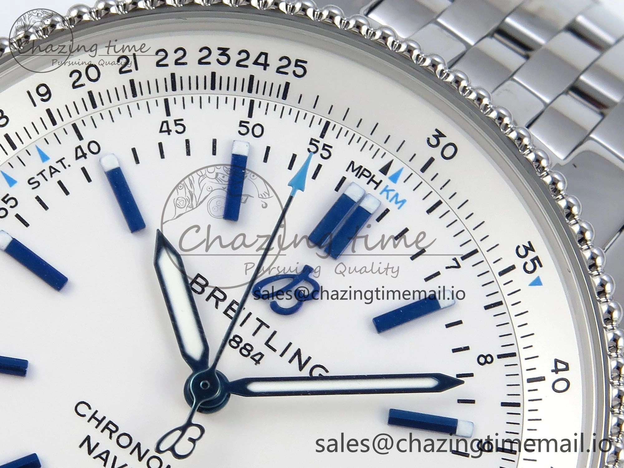 Navitimer 1 SS 41mm TF 1:1 Best Edition White Bezel White Dial on SS Bracelet A2824