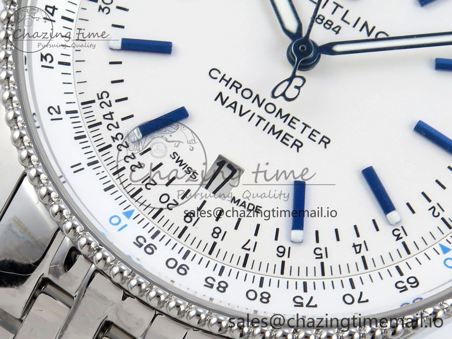 Navitimer 1 SS 41mm TF 1:1 Best Edition White Bezel White Dial on SS Bracelet A2824
