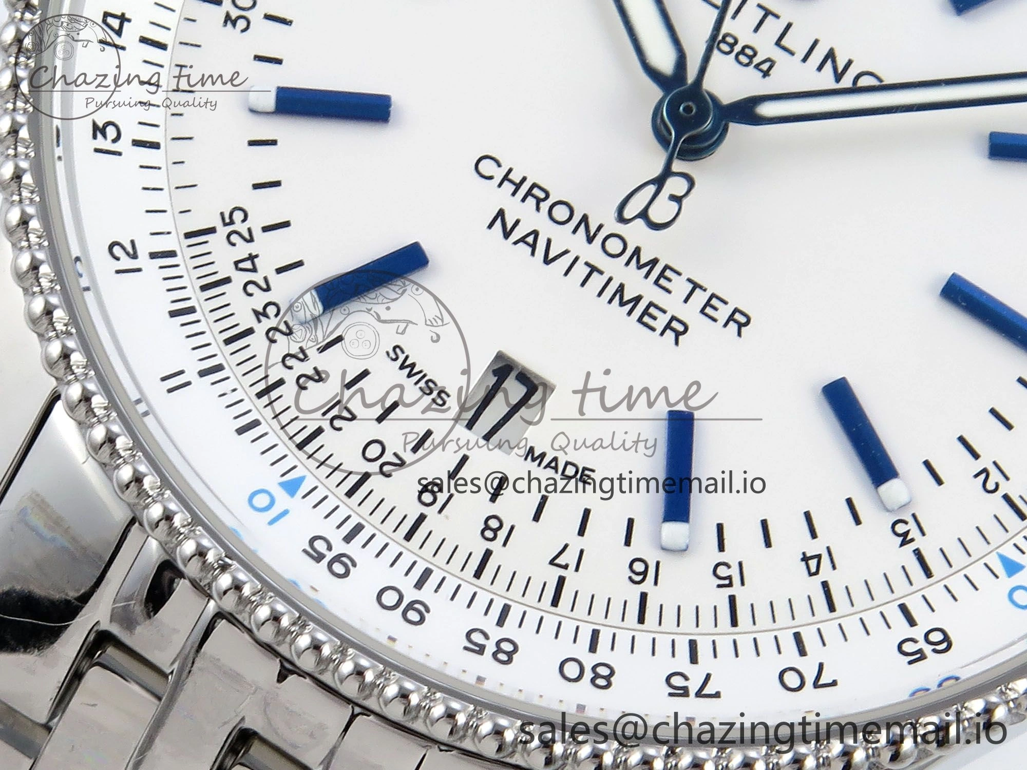 Navitimer 1 SS 41mm TF 1:1 Best Edition White Bezel White Dial on SS Bracelet A2824