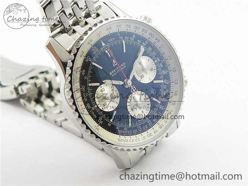 Navitimer 1 SS 43mm GF 1:1 Best Edition Black Dial on SS Bracelet A7750