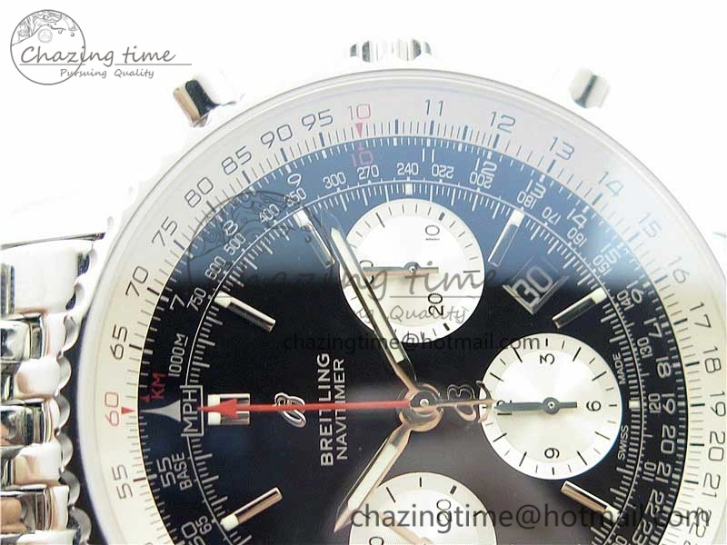 Navitimer 1 SS 43mm GF 1:1 Best Edition Black Dial on SS Bracelet A7750