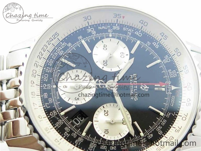 Navitimer 1 SS 43mm GF 1:1 Best Edition Black Dial on SS Bracelet A7750