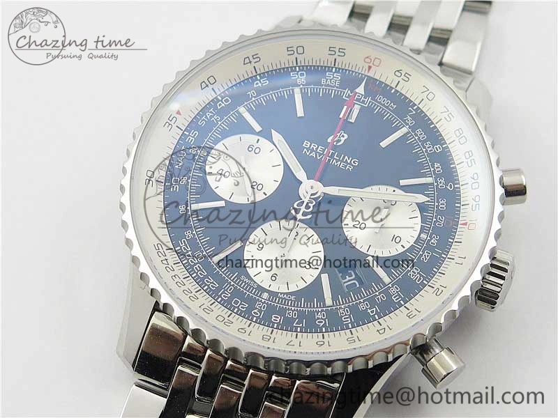 Navitimer 1 SS 43mm GF 1:1 Best Edition Black Dial on SS Bracelet A7750