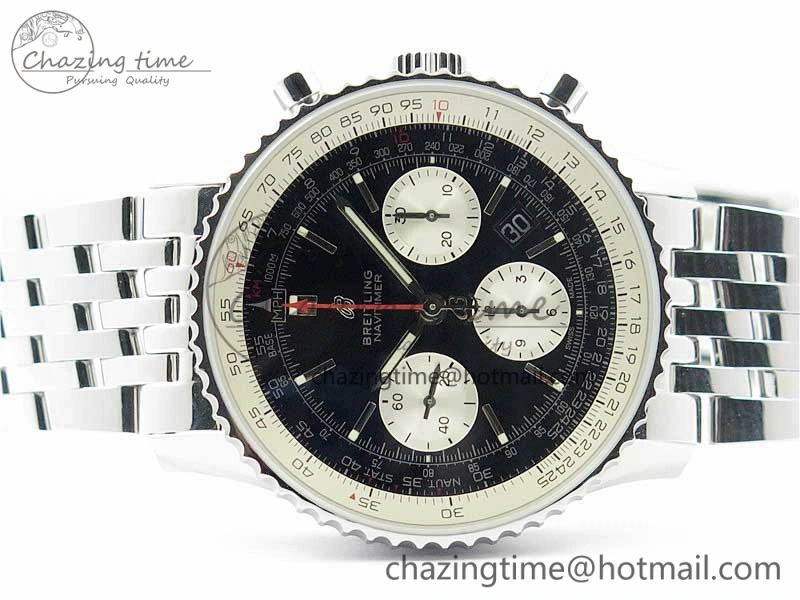 Navitimer 1 SS 43mm GF 1:1 Best Edition Black Dial on SS Bracelet A7750