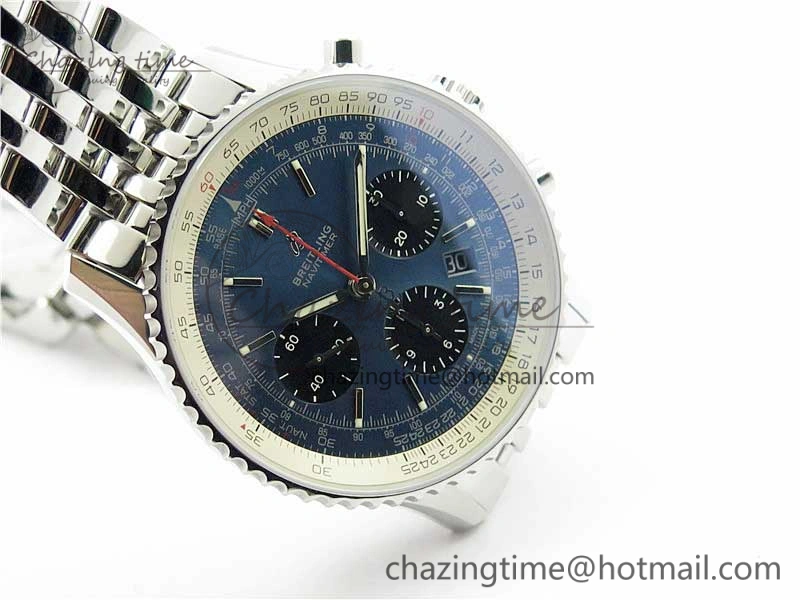 Navitimer 1 SS 43mm GF 1:1 Best Edition Blue Dial on SS Bracelet A7750