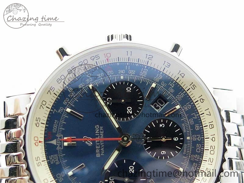 Navitimer 1 SS 43mm GF 1:1 Best Edition Blue Dial on SS Bracelet A7750