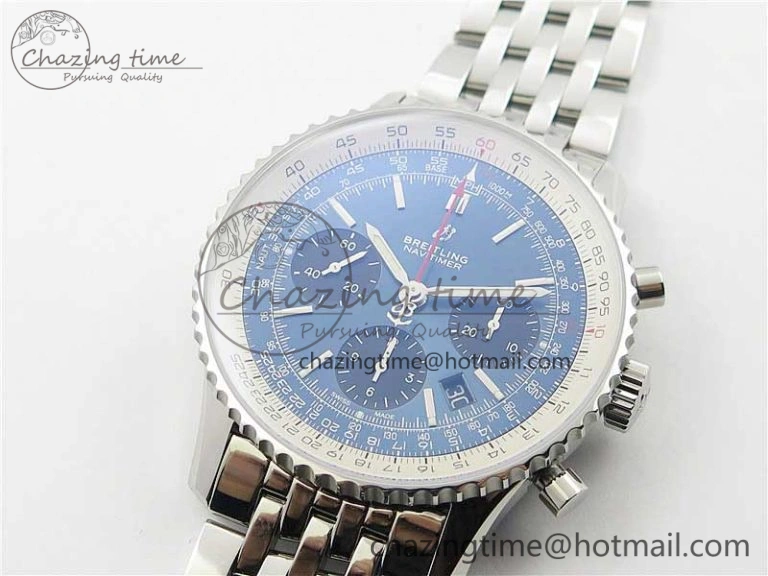 Navitimer 1 SS 43mm GF 1:1 Best Edition Blue Dial on SS Bracelet A7750