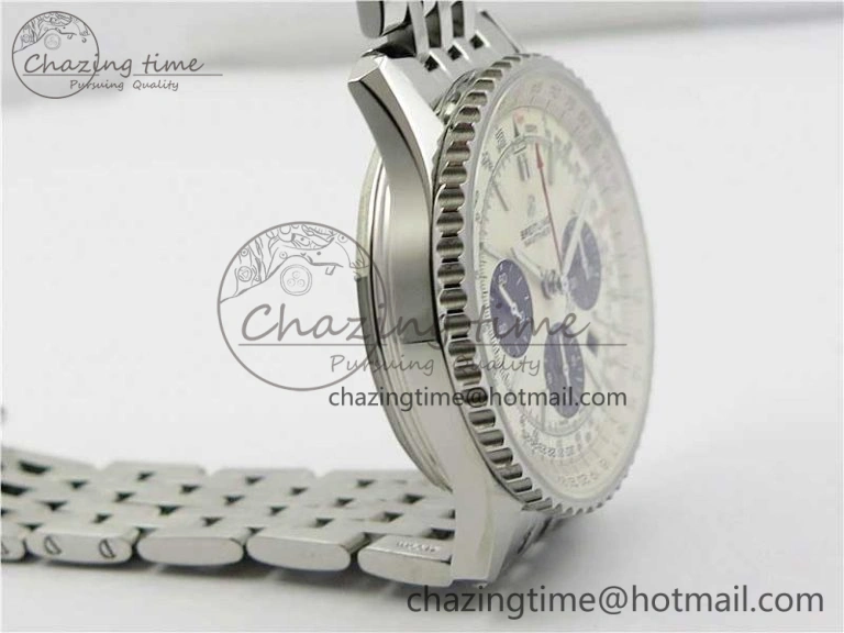 Navitimer 1 SS 43mm GF 1:1 Best Edition White Dial on SS Bracelet A7750