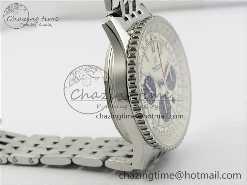 Navitimer 1 SS 43mm GF 1:1 Best Edition White Dial on SS Bracelet A7750