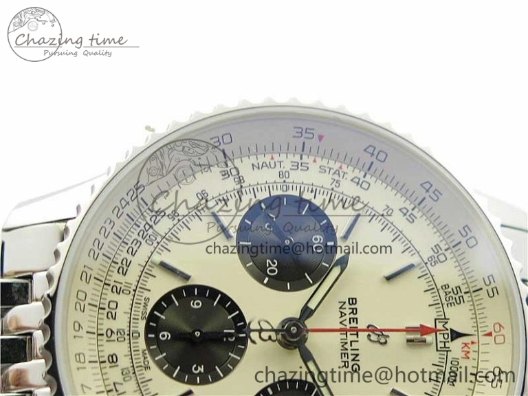 Navitimer 1 SS 43mm GF 1:1 Best Edition White Dial on SS Bracelet A7750