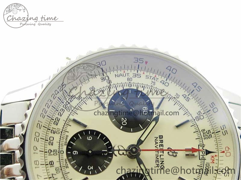 Navitimer 1 SS 43mm GF 1:1 Best Edition White Dial on SS Bracelet A7750