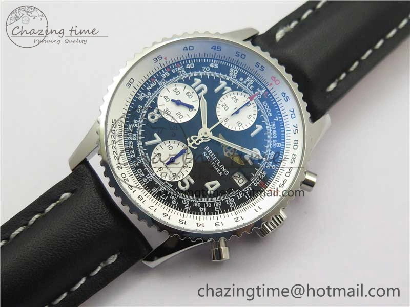 Navitimer 41mm SS B50 Best Edition SS Black Dial Numeral Markers on Leather Strap A7750