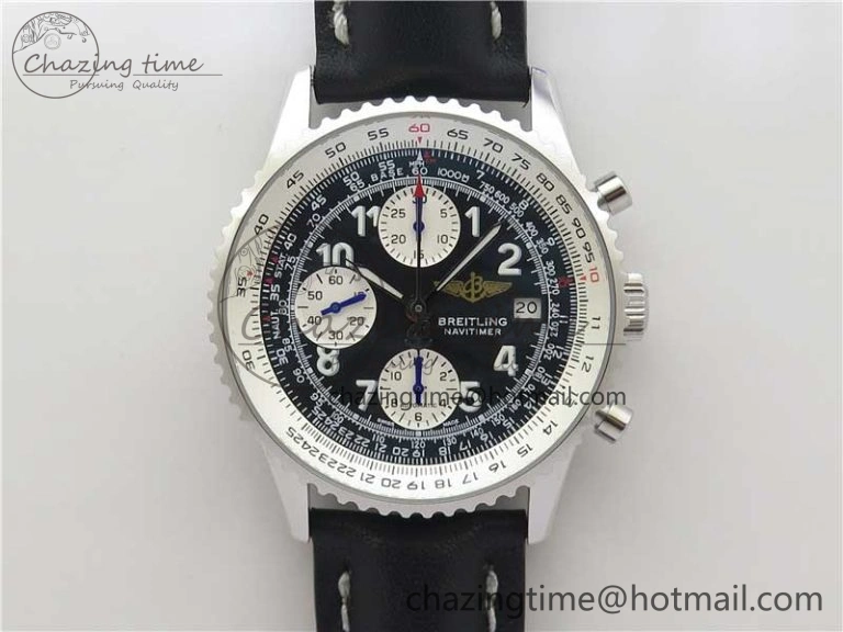 Navitimer 41mm SS B50 Best Edition SS Black Dial Numeral Markers on Leather Strap A7750