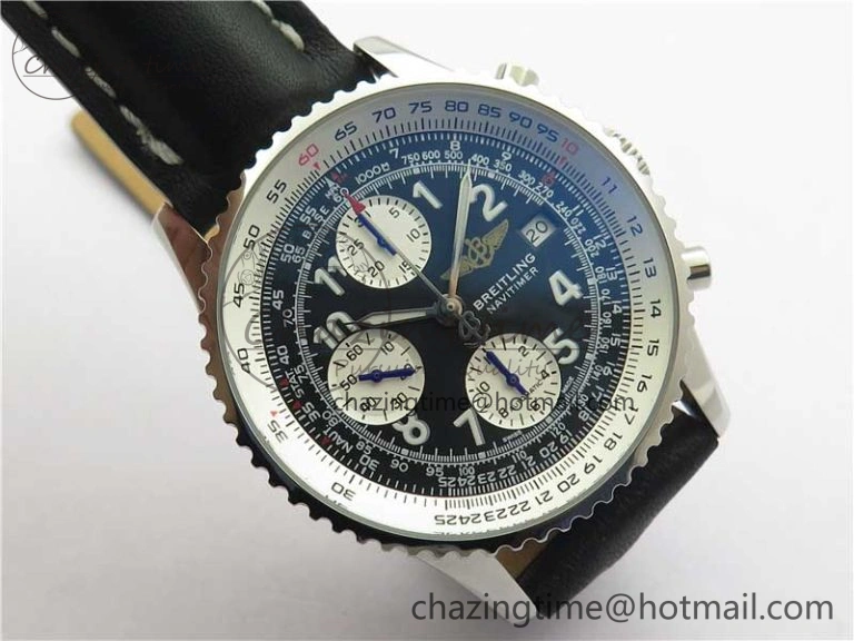 Navitimer 41mm SS B50 Best Edition SS Black Dial Numeral Markers on Leather Strap A7750