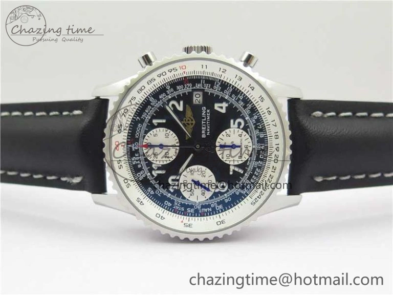 Navitimer 41mm SS B50 Best Edition SS Black Dial Numeral Markers on Leather Strap A7750