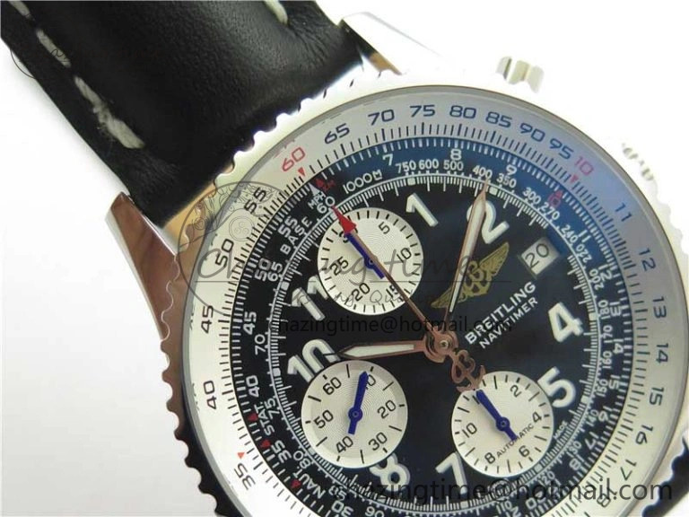 Navitimer 41mm SS B50 Best Edition SS Black Dial Numeral Markers on Leather Strap A7750