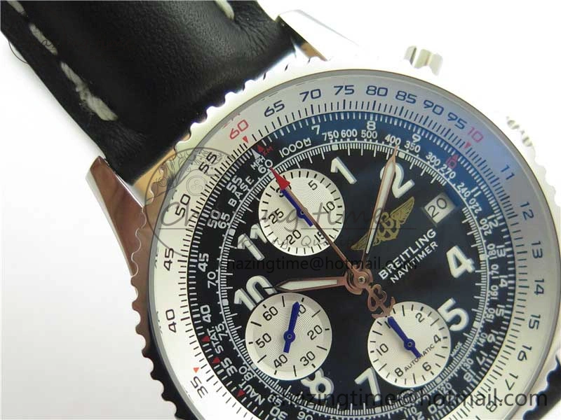 Navitimer 41mm SS B50 Best Edition SS Black Dial Numeral Markers on Leather Strap A7750