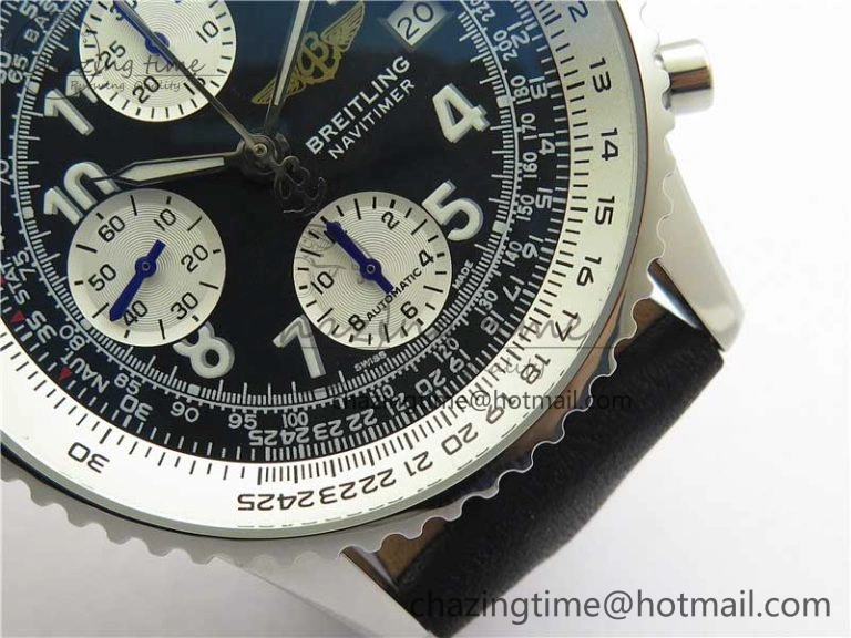 Navitimer 41mm SS B50 Best Edition SS Black Dial Numeral Markers on Leather Strap A7750