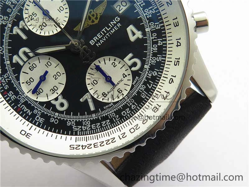 Navitimer 41mm SS B50 Best Edition SS Black Dial Numeral Markers on Leather Strap A7750