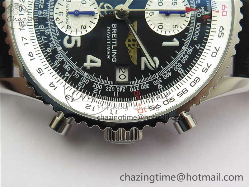 Navitimer 41mm SS B50 Best Edition SS Black Dial Numeral Markers on Leather Strap A7750