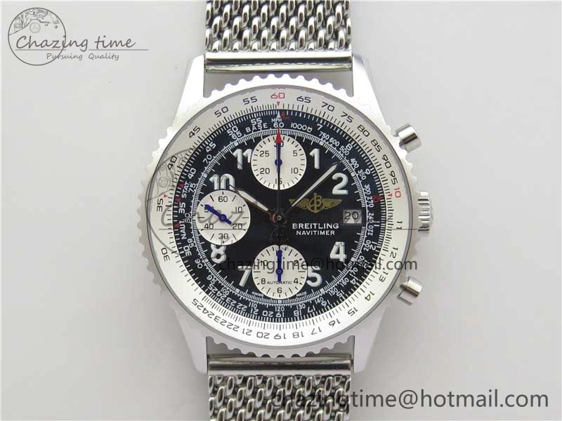Navitimer 41mm SS B50 Best Edition SS Black Dial Numeral Markers on SS Bracelet A7750
