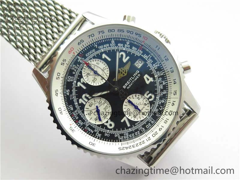 Navitimer 41mm SS B50 Best Edition SS Black Dial Numeral Markers on SS Bracelet A7750