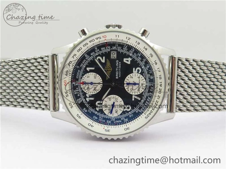 Navitimer 41mm SS B50 Best Edition SS Black Dial Numeral Markers on SS Bracelet A7750