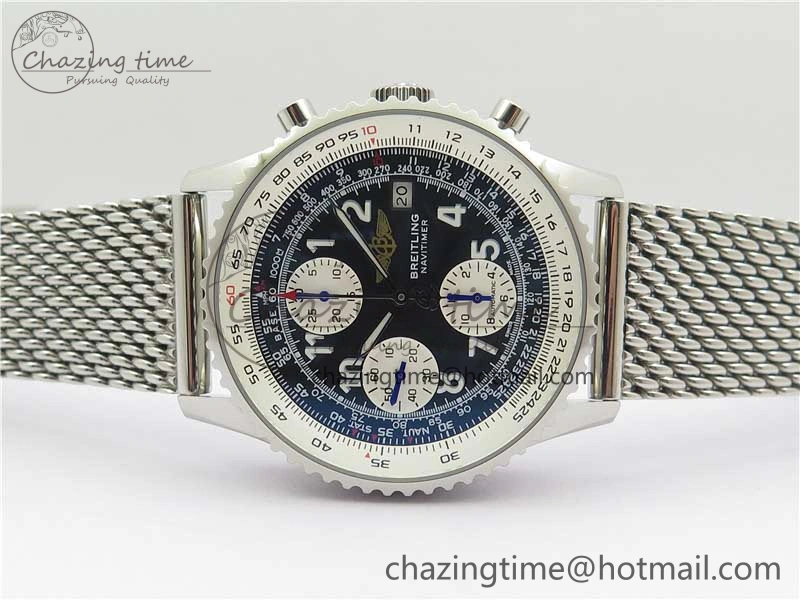 Navitimer 41mm SS B50 Best Edition SS Black Dial Numeral Markers on SS Bracelet A7750