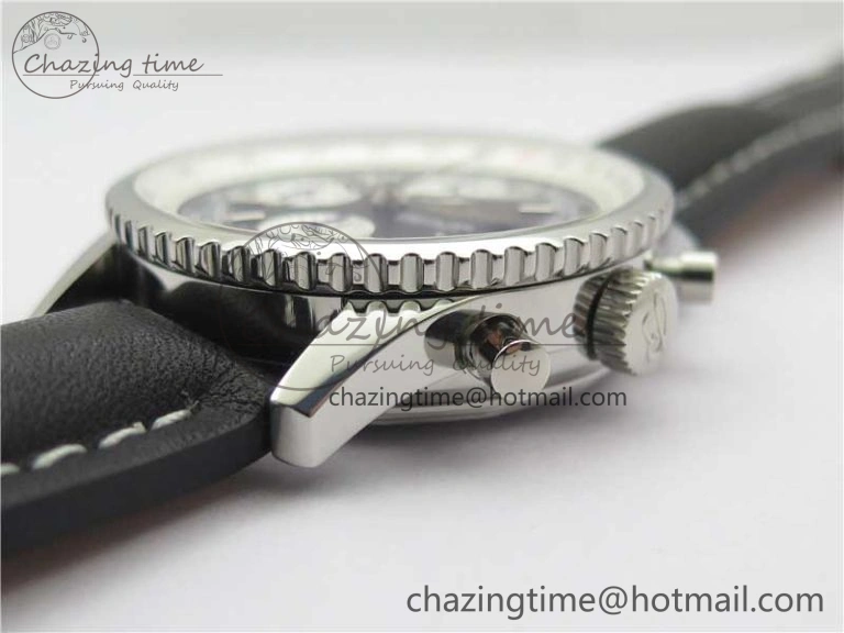 Navitimer 41mm SS B50 Best Edition SS Black Dial Stick Markers on Black Leather Strap A7750