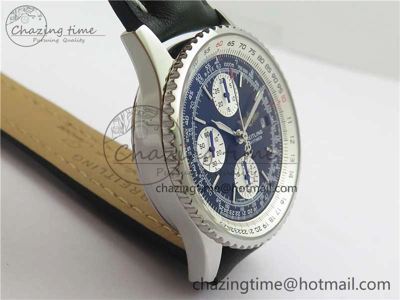 Navitimer 41mm SS B50 Best Edition SS Black Dial Stick Markers on Black Leather Strap A7750