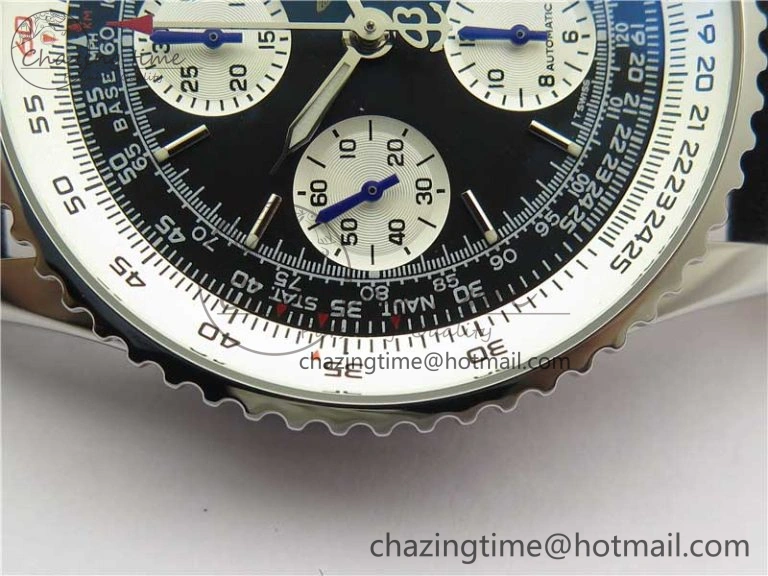 Navitimer 41mm SS B50 Best Edition SS Black Dial Stick Markers on Black Leather Strap A7750