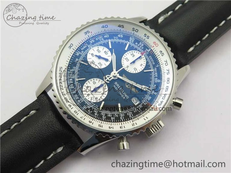 Navitimer 41mm SS B50 Best Edition SS Black Dial Stick Markers on Black Leather Strap A7750