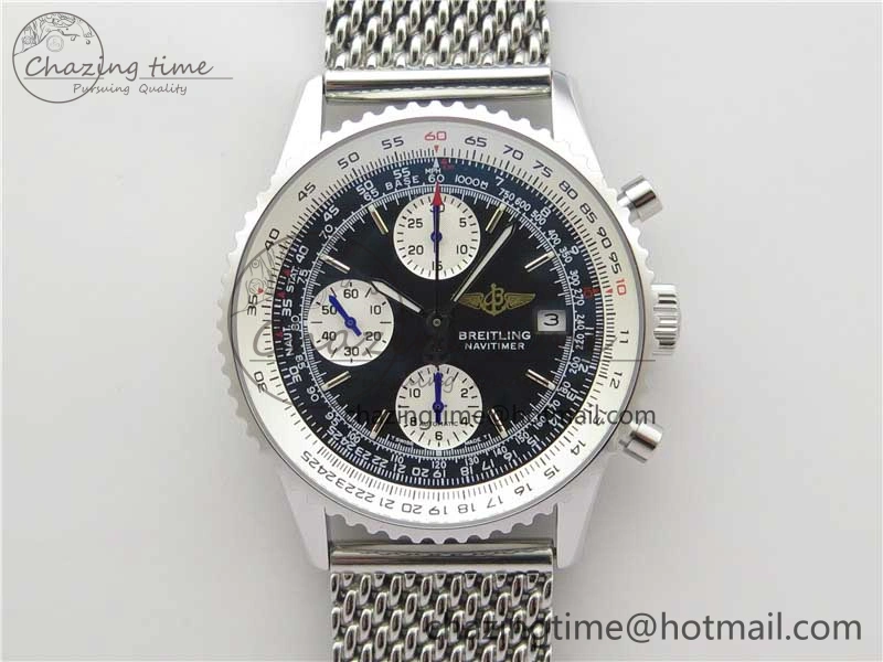 Navitimer 41mm SS B50 Best Edition SS Black Dial Stick Markers on SS Bracelet A7750