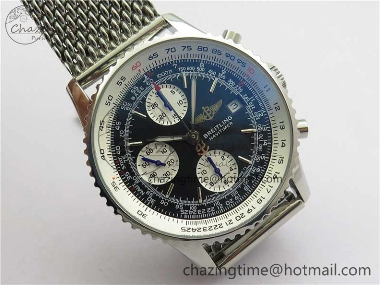 Navitimer 41mm SS B50 Best Edition SS Black Dial Stick Markers on SS Bracelet A7750