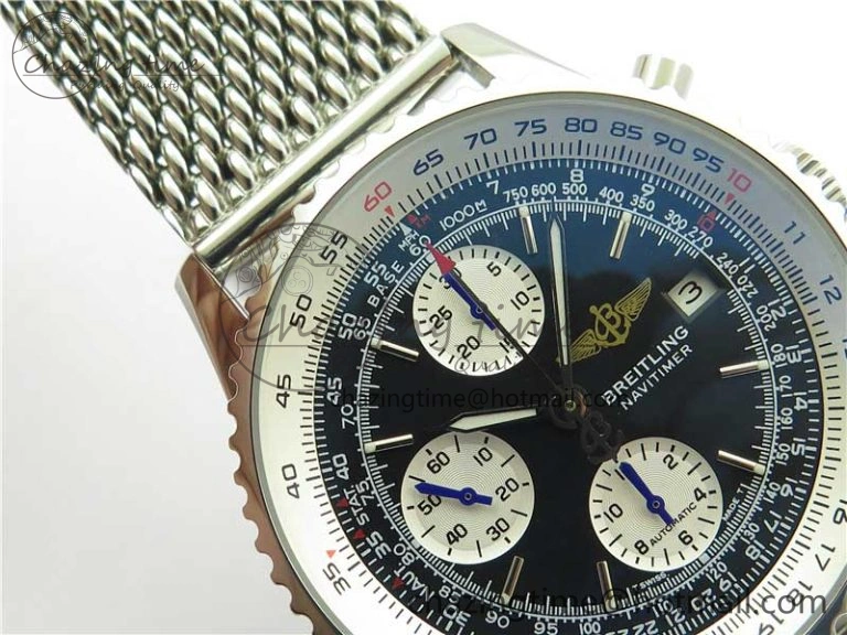 Navitimer 41mm SS B50 Best Edition SS Black Dial Stick Markers on SS Bracelet A7750