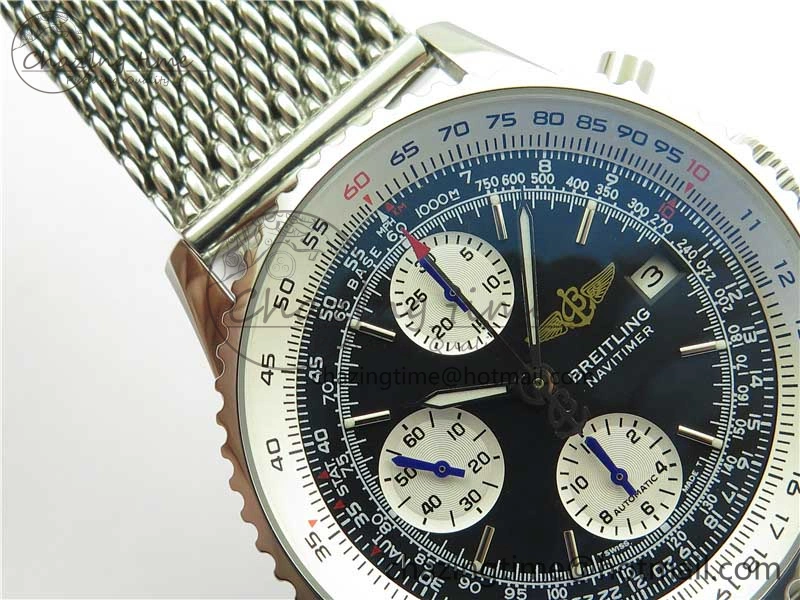 Navitimer 41mm SS B50 Best Edition SS Black Dial Stick Markers on SS Bracelet A7750