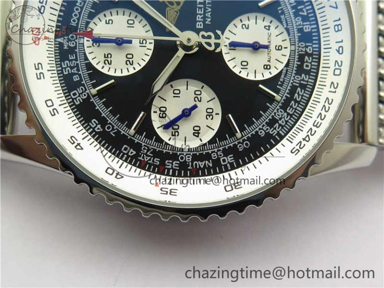 Navitimer 41mm SS B50 Best Edition SS Black Dial Stick Markers on SS Bracelet A7750