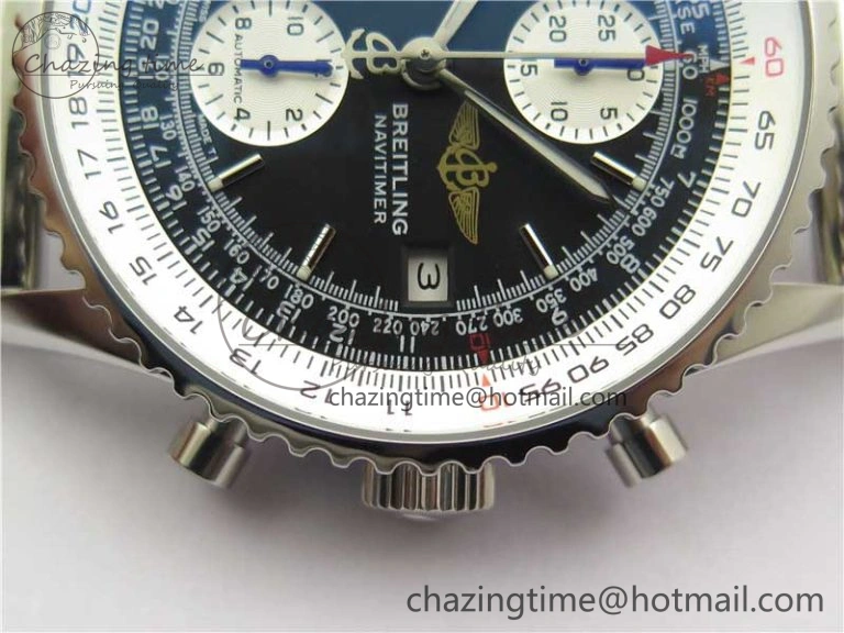 Navitimer 41mm SS B50 Best Edition SS Black Dial Stick Markers on SS Bracelet A7750