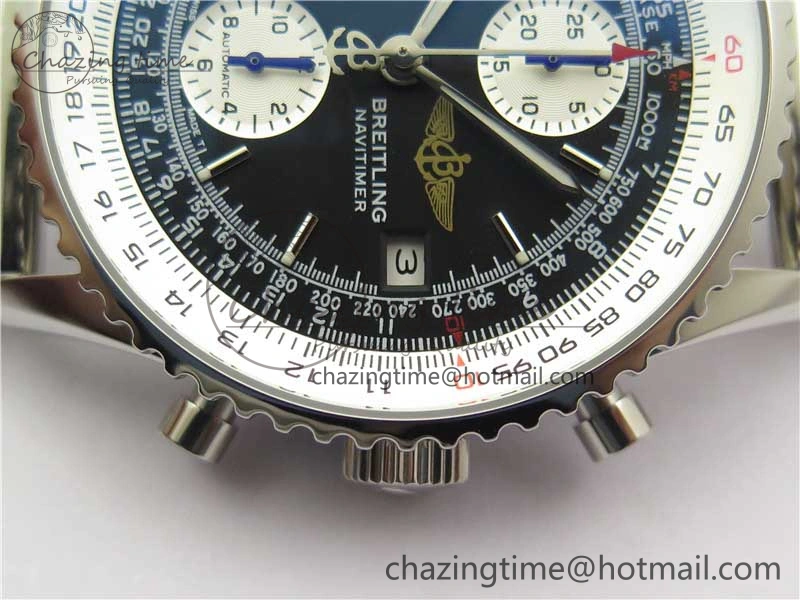 Navitimer 41mm SS B50 Best Edition SS Black Dial Stick Markers on SS Bracelet A7750