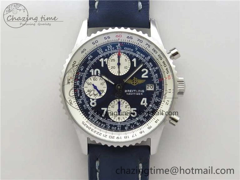 Navitimer 41mm SS B50 Best Edition SS Blue Dial Numeral Markers on Leather Strap A7750