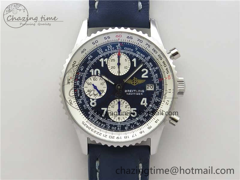 Navitimer 41mm SS B50 Best Edition SS Blue Dial Numeral Markers on Leather Strap A7750