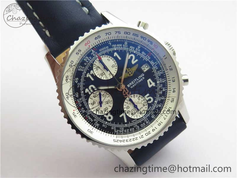 Navitimer 41mm SS B50 Best Edition SS Blue Dial Numeral Markers on Leather Strap A7750