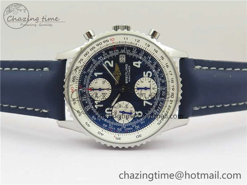 Navitimer 41mm SS B50 Best Edition SS Blue Dial Numeral Markers on Leather Strap A7750