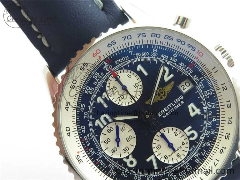 Navitimer 41mm SS B50 Best Edition SS Blue Dial Numeral Markers on Leather Strap A7750