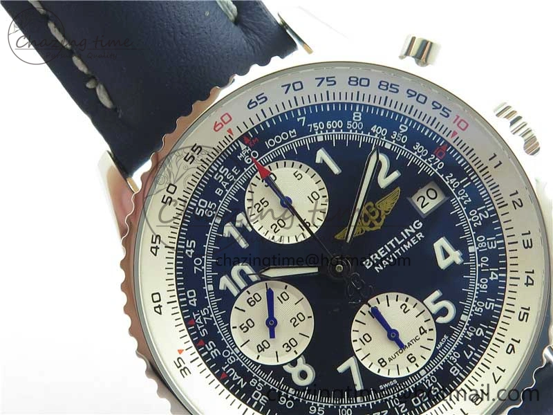 Navitimer 41mm SS B50 Best Edition SS Blue Dial Numeral Markers on Leather Strap A7750
