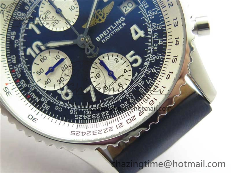 Navitimer 41mm SS B50 Best Edition SS Blue Dial Numeral Markers on Leather Strap A7750