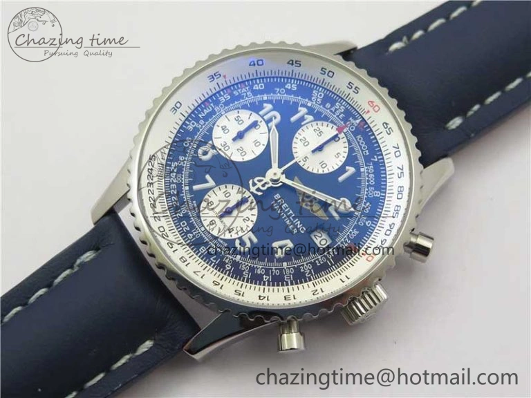 Navitimer 41mm SS B50 Best Edition SS Blue Dial Numeral Markers on Leather Strap A7750