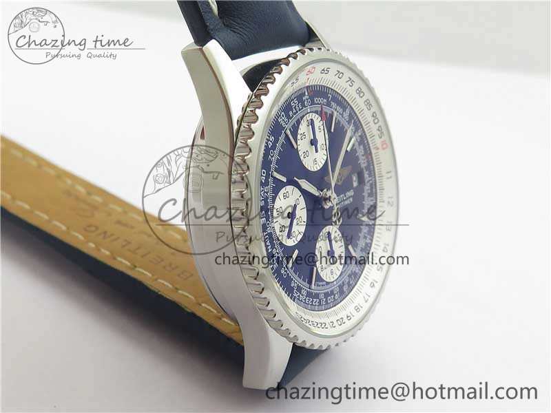 Navitimer 41mm SS B50 Best Edition SS Blue Dial Stick Markers on Leather Strap A7750