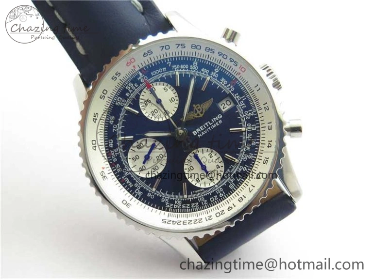 Navitimer 41mm SS B50 Best Edition SS Blue Dial Stick Markers on Leather Strap A7750